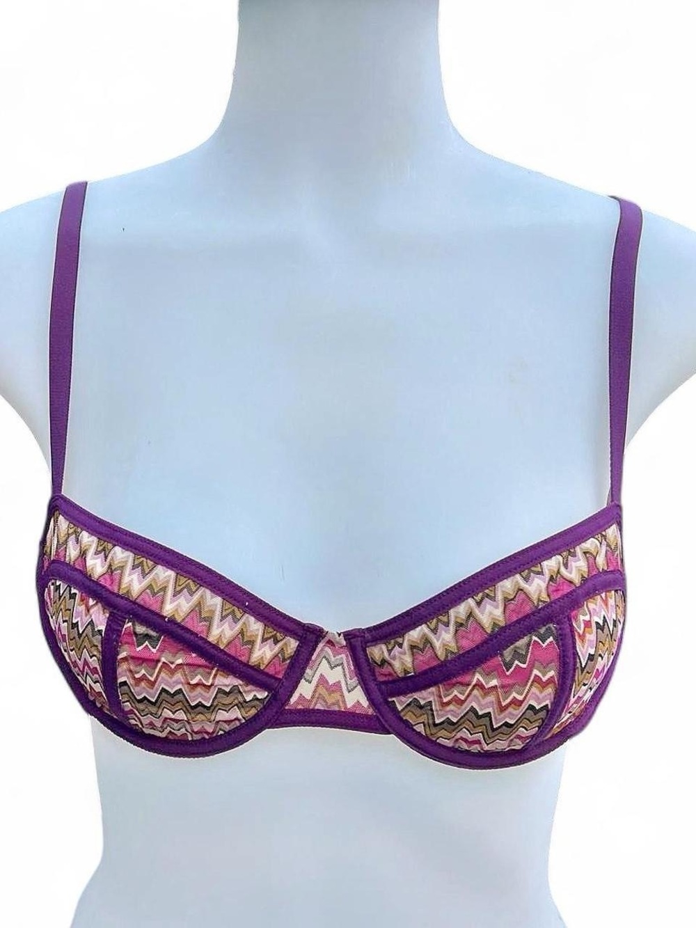 Missoni for Target Multicolor Zigzag Bra with Purple Trim